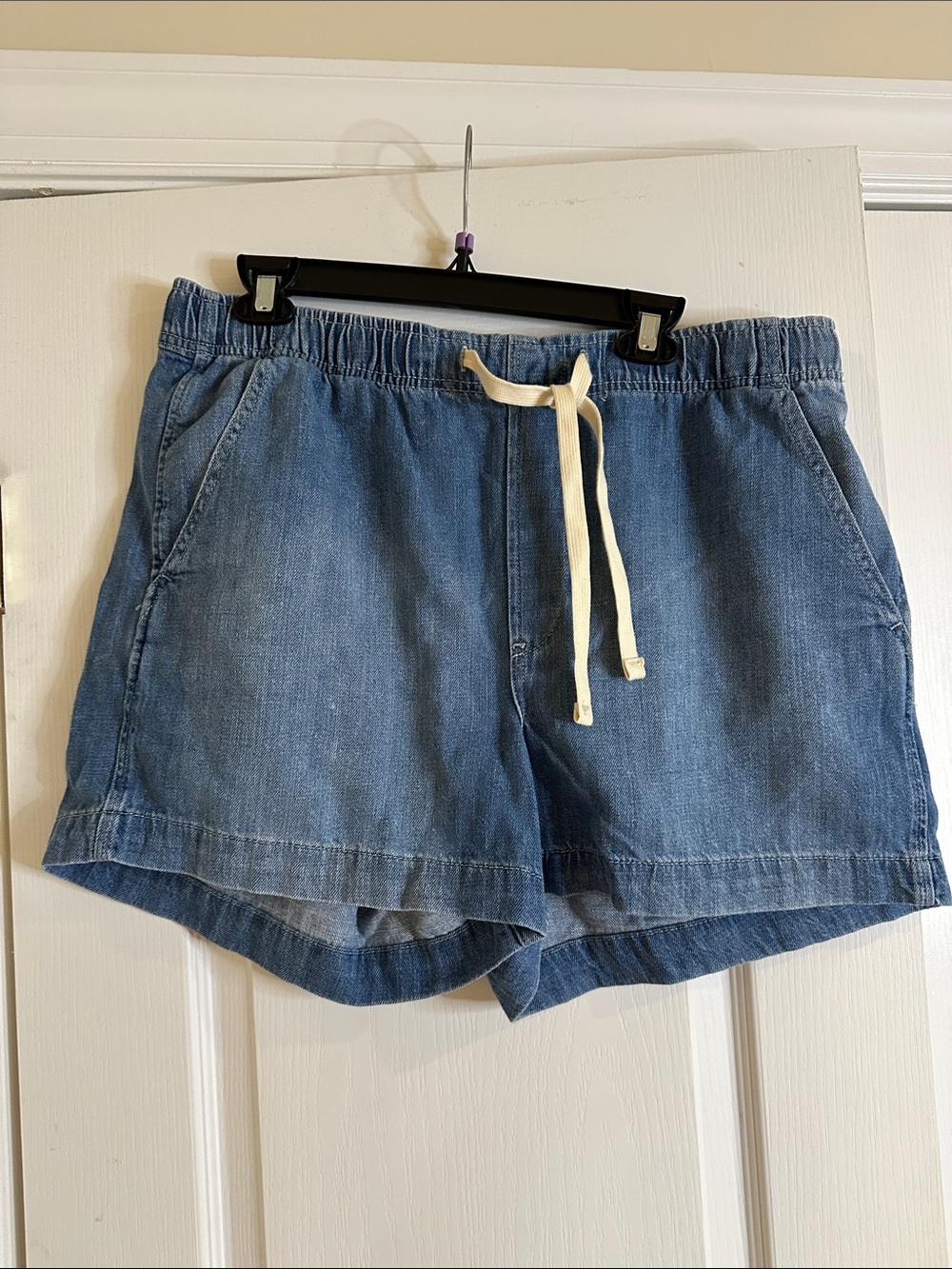 GAP Light Blue Denim Drawstring Shorts with Pockets